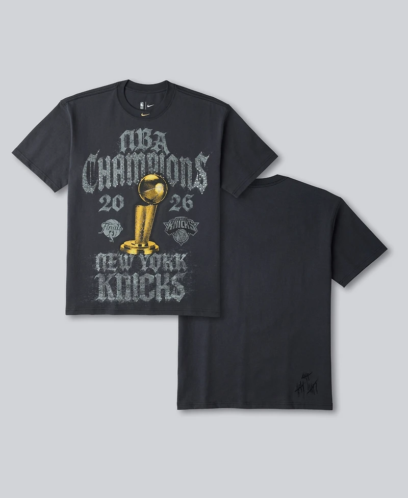 Nike Men's Gray New York Knicks 2026 Nba Champions Authentic Elevated Locker Room T-Shirt