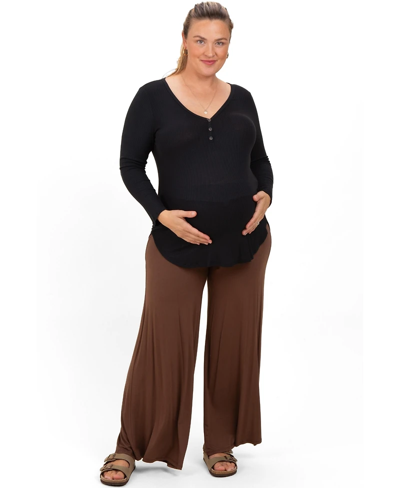 Pinkblush Plus Size Fold Over Waist Wide Leg Lounge Pants