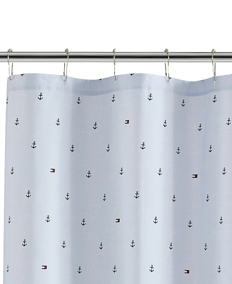 Tommy Hilfiger Anchor And Flag Printed Shower Curtain, 72" x 72"