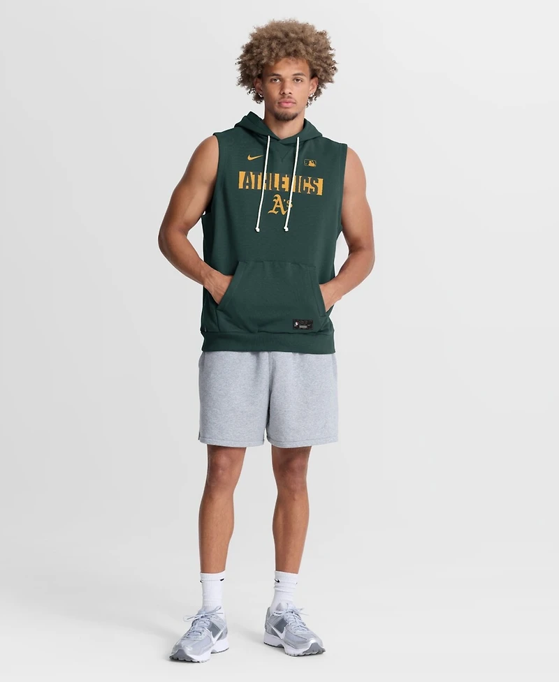 Nike Men's Green Athletics Authentic Collection Standard Issue Dri-fit Sleeveless Hoodie