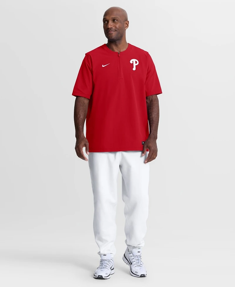Nike Men's Red Philadelphia Phillies Authentic Collection Dri-fit Quarter-Zip Sweatshirt