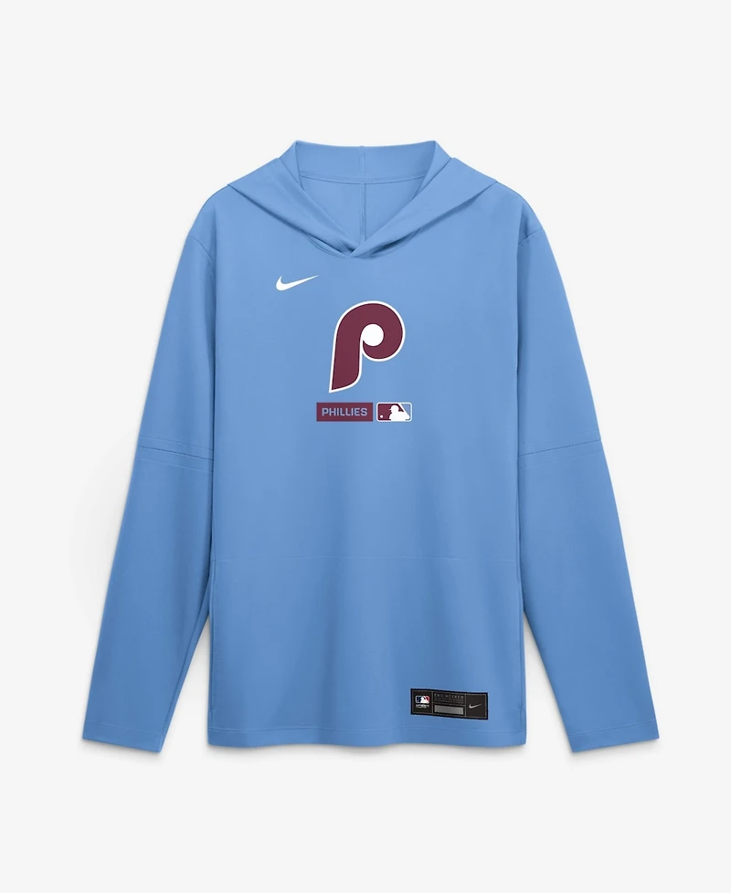 Nike Men's Light Blue Philadelphia Phillies Authentic Collection Dri-fit Long Sleeve Hoodie