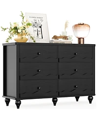 Aheaplus 43" Wooden Dresser with 6 Drawer, Closet Storage Cabinet