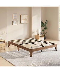 gaomon Wood Platform Bed Frame, Solid Wooden Legs and Wooden Slats Support, Sturdy Metal Central Structure, No Box Spring Needed