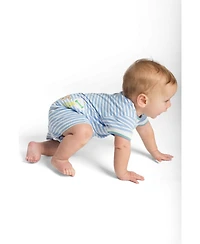 Florence Eiseman Baby Boy Stripe Knit Shortall With Painting Dog