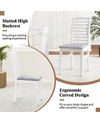 Costway Modern Dining Chair Kitchen Chair with Rubber Wood Legs and Slatted Backrest