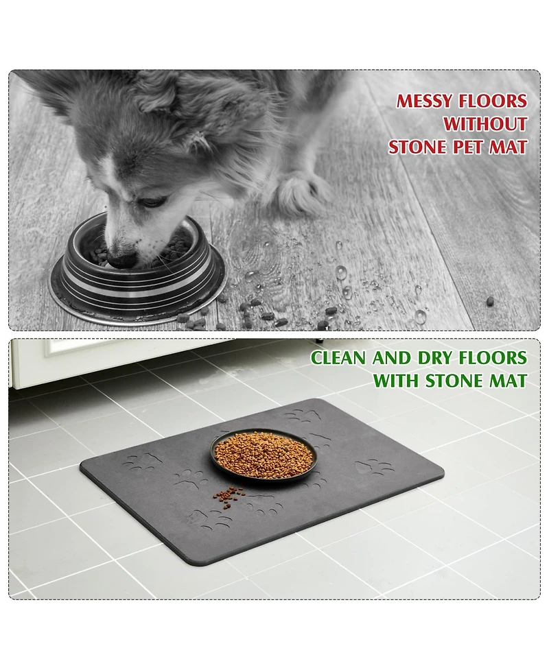 Aronkl Diatomaceous Earth Pet Feeding Mat Absorbent Non-Slip Quick Drying Easy Clean