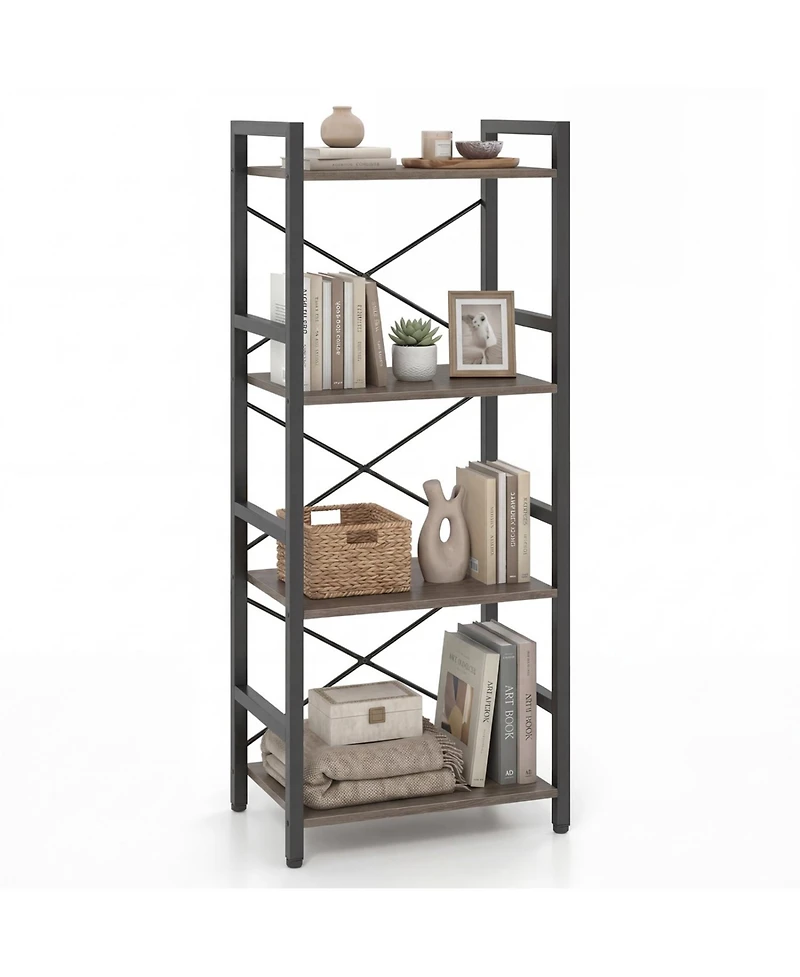 Slickblue Modern 4-Tier Freestanding Narrow Bookcase with Metal Frame
