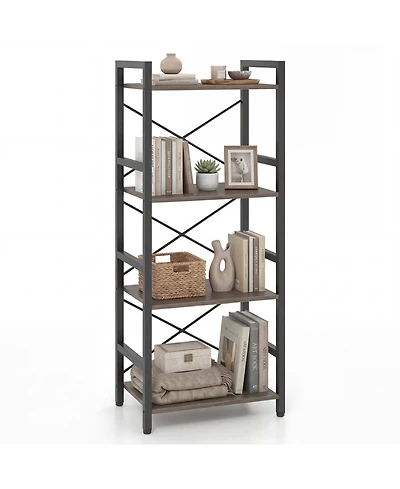 Slickblue Modern 4-Tier Freestanding Narrow Bookcase with Metal Frame