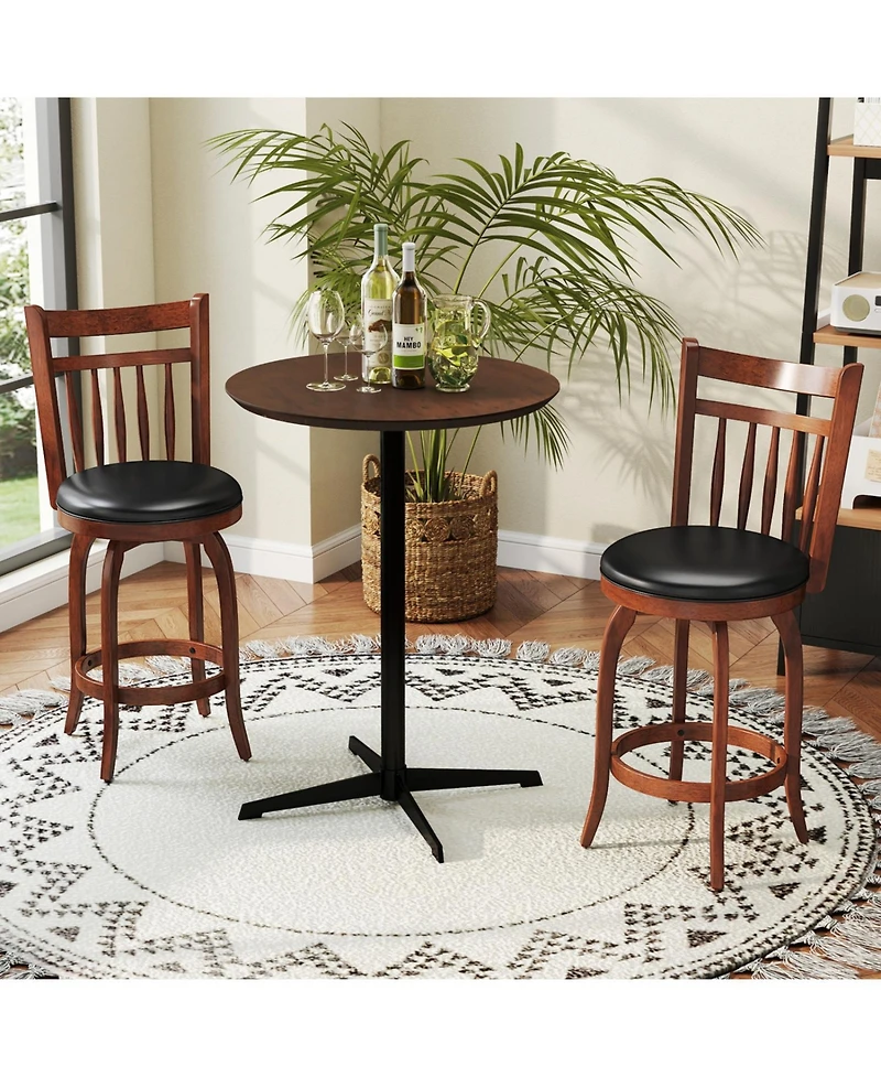 Slickblue Set of 2 Faux Leather Swivel Bar Stools for Counter Height Seating