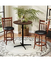 Slickblue Set of 2 Faux Leather Swivel Bar Stools for Counter Height Seating
