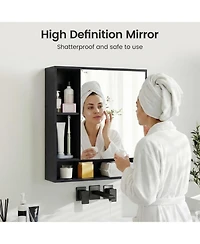Volenca Wall-Mounted Bathroom Mirror Cabinet with Lower and Side Shelves, 21-in W