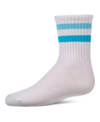 MeMoi Kids Ribbed Double-Stripe Cotton-Blend Varsity Crew Socks