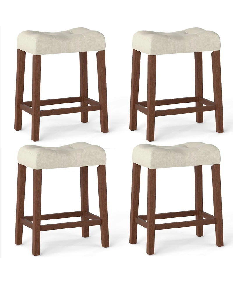 Slickblue Upholstered Counter Height Bar Stool Set with Curved Saddle Seat