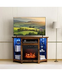 Gouun Fireplace Corner Tv Stand 50in Led Lights App Control Electric