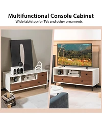 Gouun Mid-Century Tv Stand with 2 Cubbies and 3 Drawers for 50 in TVs