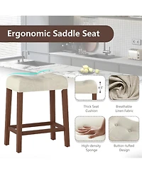Slickblue Set of 2 Counter Height Bar Stools with Upholstered Curved Saddle Seat