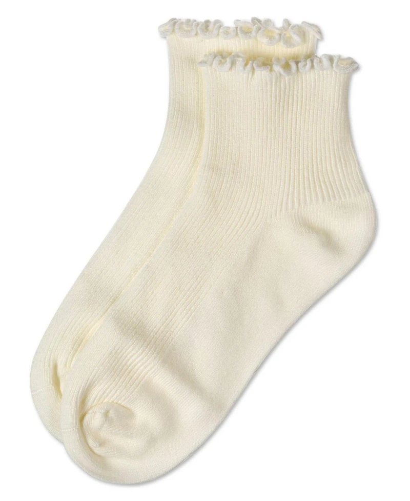 MeMoi Big Girls Ruffled Top Thin Ribbed Anklet Socks