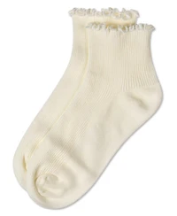MeMoi Big Girls Ruffled Top Thin Ribbed Anklet Socks
