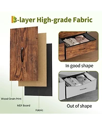 homfan 8 Drawer Dresser, 63 Inch Fabric Tv Stand Storage Cabinet with Wooden Top for 75 Bedroom Living Room