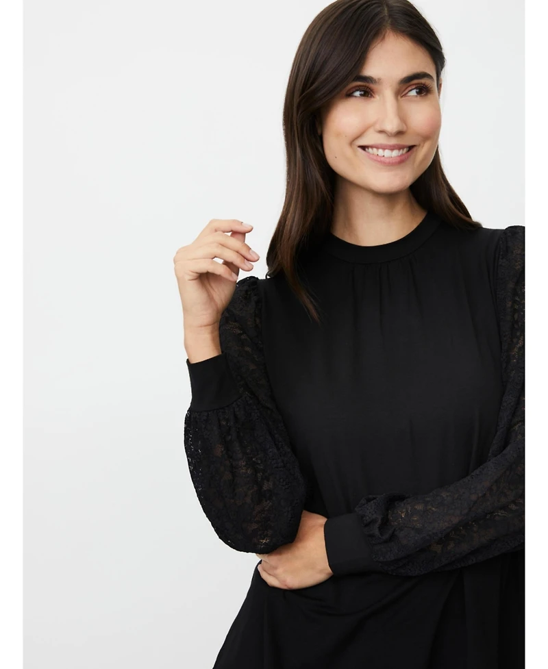 Masai Copenhagen Women's Mabravoria High Neck Lace Sleeve Blouse