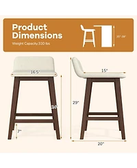 Slickblue Set of 2 Counter Height Bar Stools with Low Back Support, Kitchen Island Pub Chairs