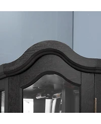 Sumyeg Lighted Corner Curio Cabinet with Tempered Glass Doors and Shelves Elegant Oak Display Storage