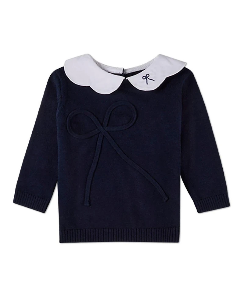 MeMoi 2 Piece Baby Girls "Pop Collar" Cotton Knit Set with Bow Accents