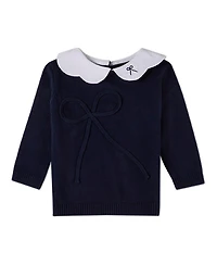 MeMoi 2 Piece Baby Girls "Pop Collar" Cotton Knit Set with Bow Accents