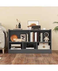 Gouun Kids 2-Shelf Bookcase 5-Cube Wood Toy Storage Cabinet Organizer