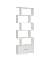 Gouun 6-Tier S-Shaped Bookshelf Freestanding Cabinet Doors Display