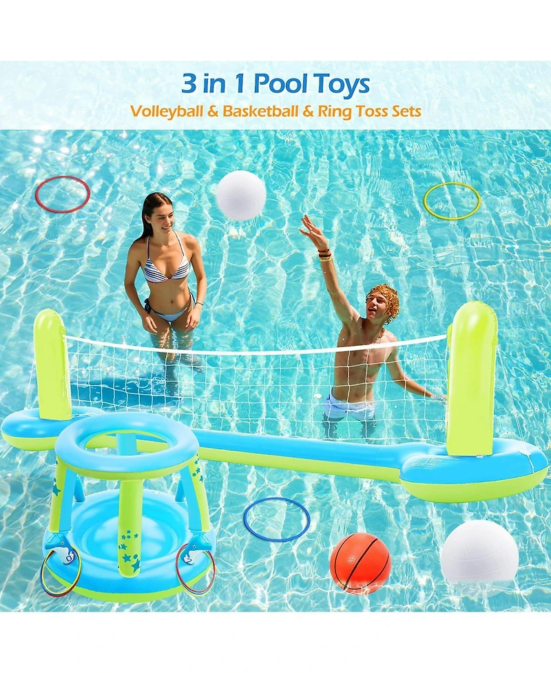 Gnuadz 3 1 Pool Game Set Inflatable Floats Volleyball BasketballWater Sports