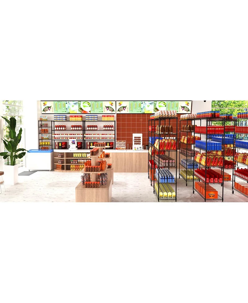 Streamdale Furniture 6-Tier Heavy Duty Nsf Wire Shelving Unit with Wheels