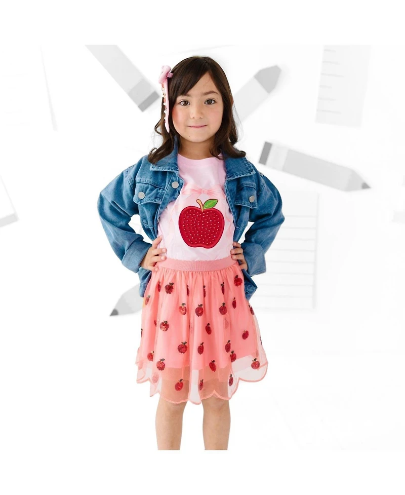 Sweet Wink Toddler Girls Apple Rhinestone Patch Short Sleeve T-Shirt