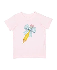 Sweet Wink Toddler Girls Plaid Pencil Bow Short Sleeve T-Shirt