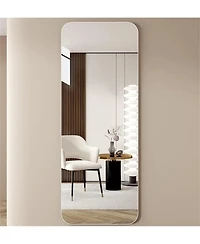 Laoties x Full Length Wall Mirror, Frameless Rounded Corner Mirror for Bedroom