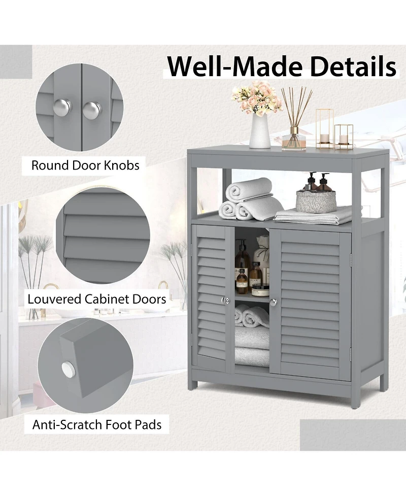 Volenca Bathroom Floor Cabinet with Double Shutter Doors, 31-in H