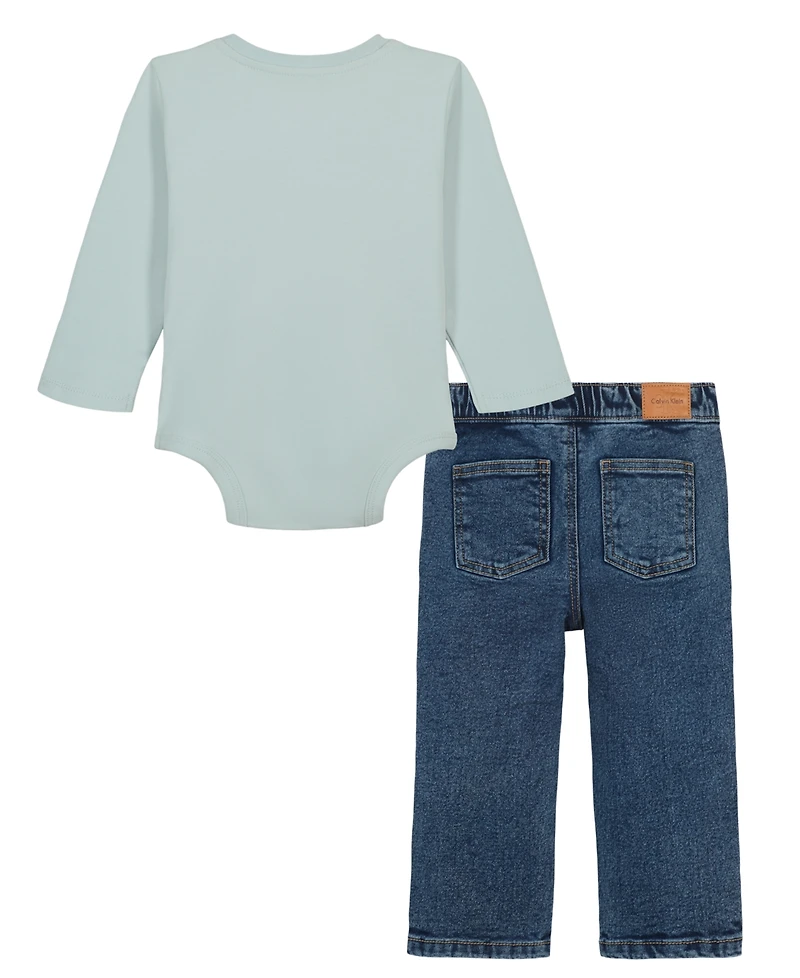 Calvin Klein Baby Boys' Long-Sleeve Bodysuit and Pants, 2-Piece Set