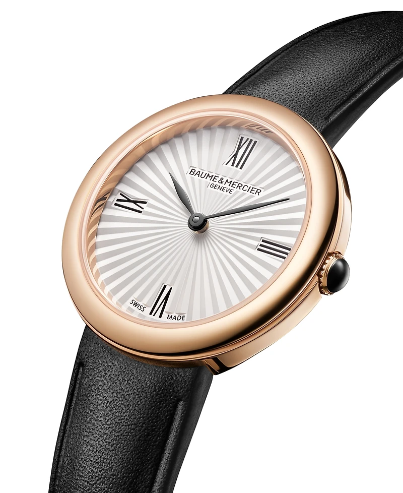 Baume & Mercier Women's De Joia Quartz Black Leather Watch 28mm
