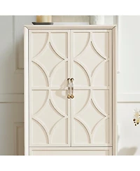 Casainc 4 Door Storage Cabinet with Unique Arc Handles and Adjustable Shelves