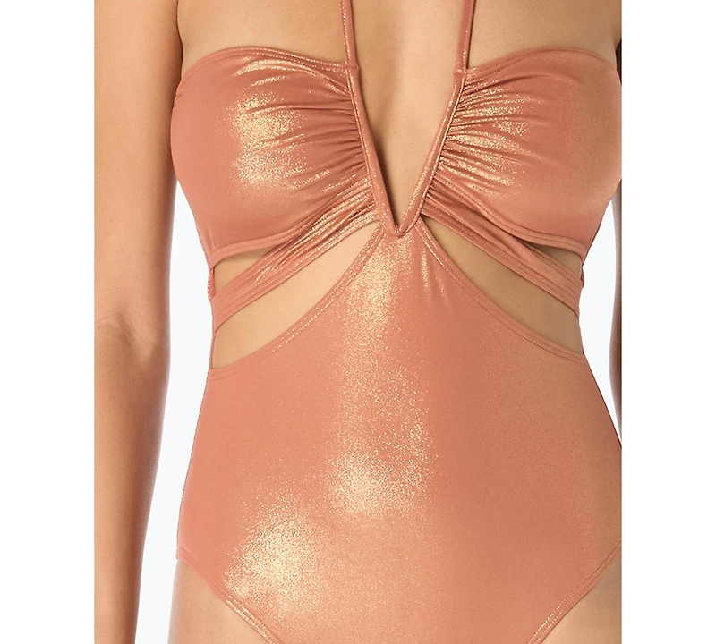 Vince Camuto Women's V-Neck Plunge One-Piece Swimsuit