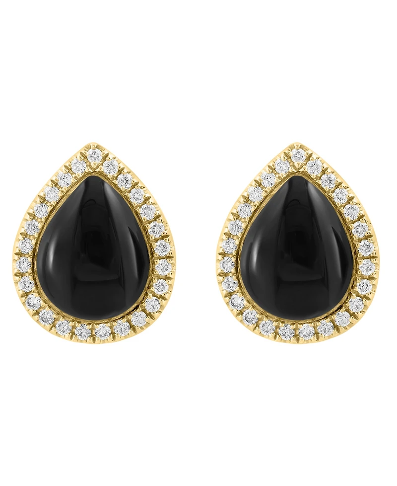 Effy Collection Onyx & Diamond (2/5 ct. t.w.) Earrings in 14k Yellow Gold
