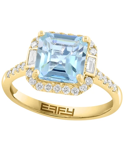 Effy Collection Aquamarine (2 ct. t.w.) & Diamond (1/3 ct. t.w.) Ring in 14k Yellow Gold