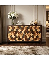 Streamdale Furniture 59.8 Inch Sideboard with Honeycomb Pattern Modern Accent Cabinet