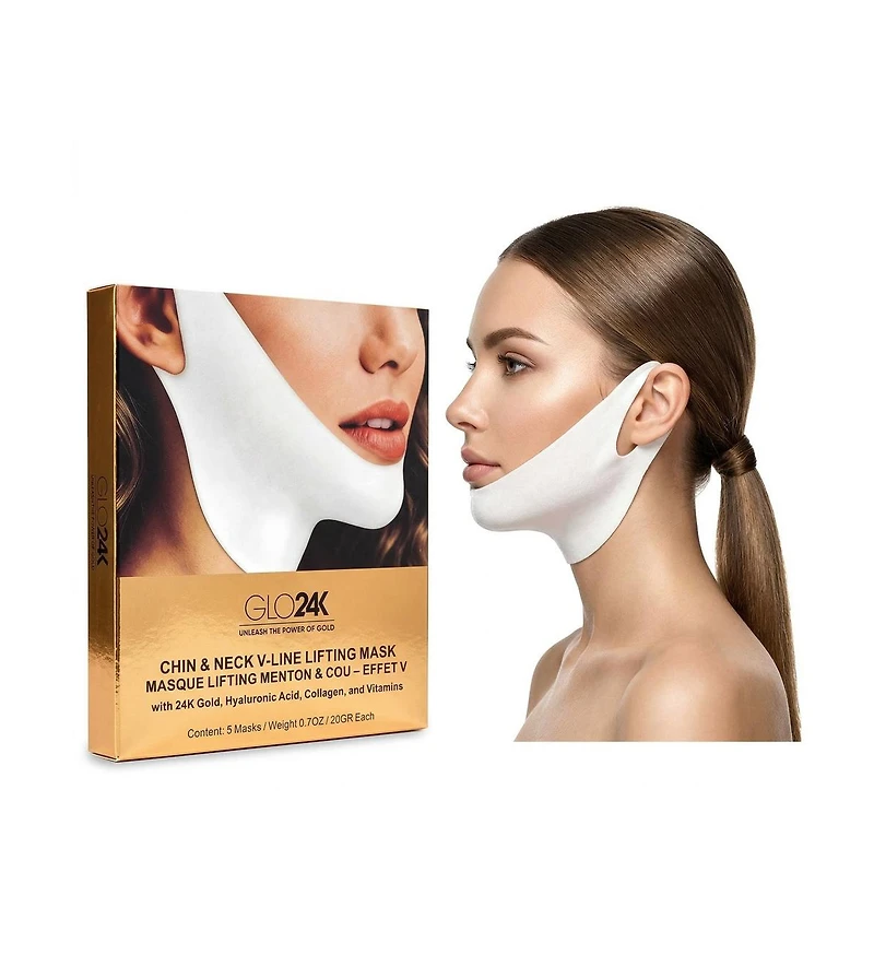GLO24K Chin and Neck V-line Lifting Mask Pack of 5