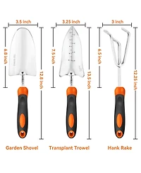 Xdovet Garden Tool Set 3-in-1 Heavy-duty Trowel Transplanter Cultivator Cast-aluminum Rust Resistance Non-slip Softgrip Handles