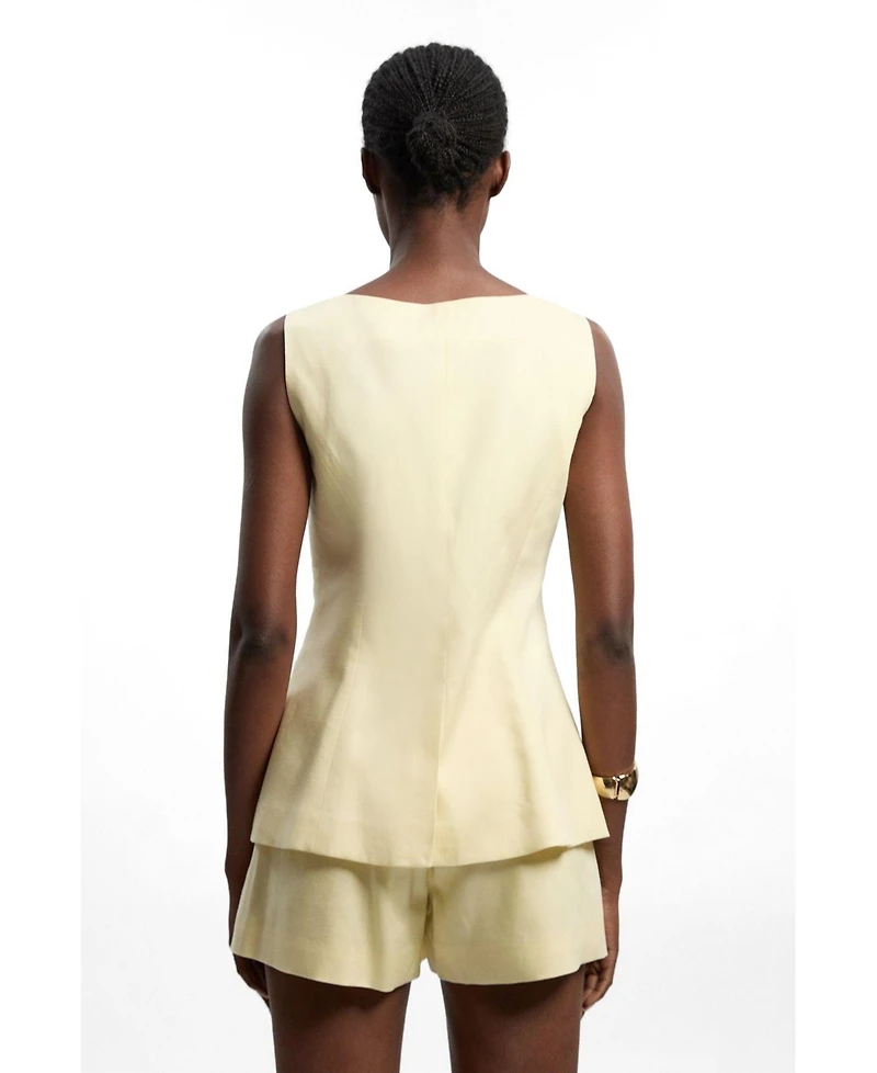 Karen Millen Women's Round Neck Button Waistcoat