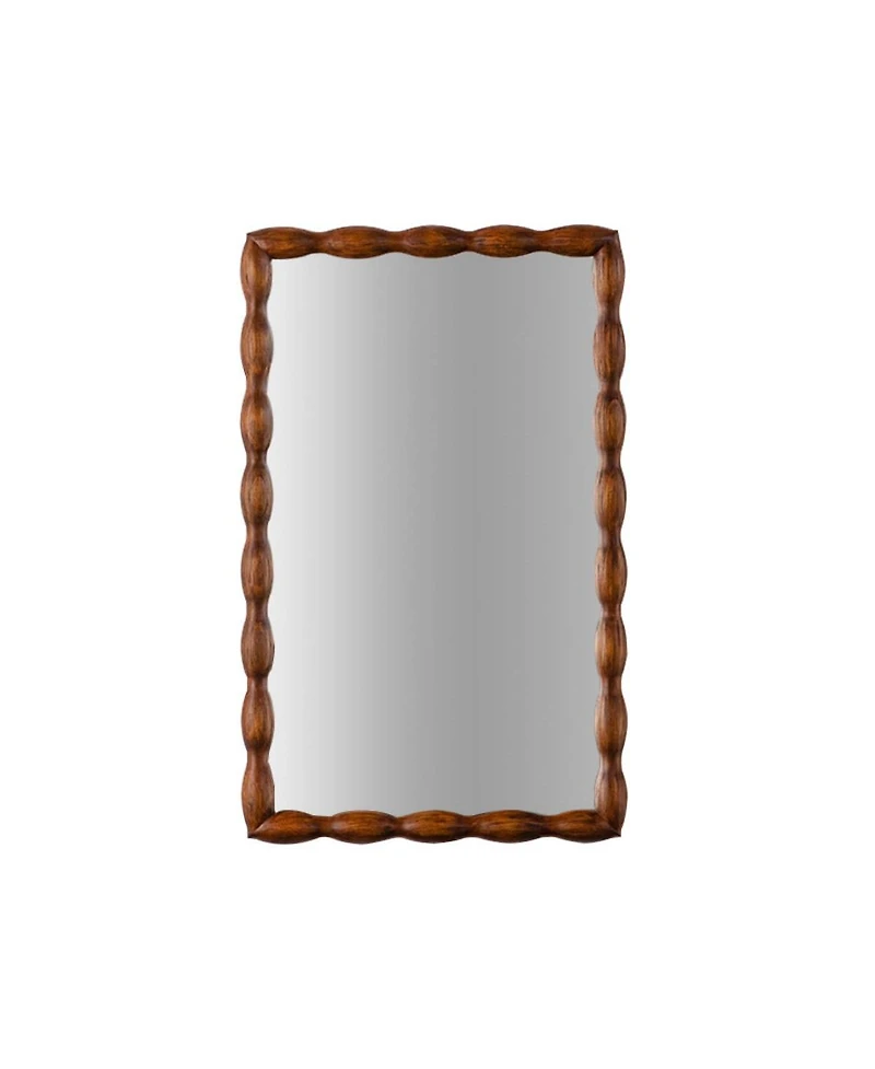 Laoties 36" x 24" Wood Decorative Wall Mirror, Rectangular Spindle Frame Mirror for Bathroom Vanity, Living Room, Entryway