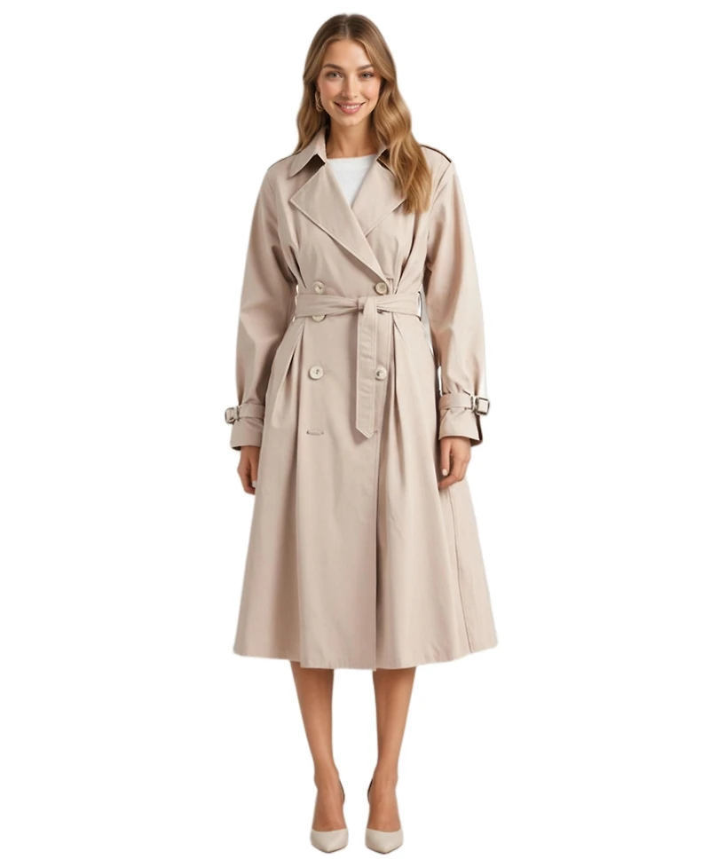 Modenaire Women's Octavia Double-Breasted Belted Trench Coat