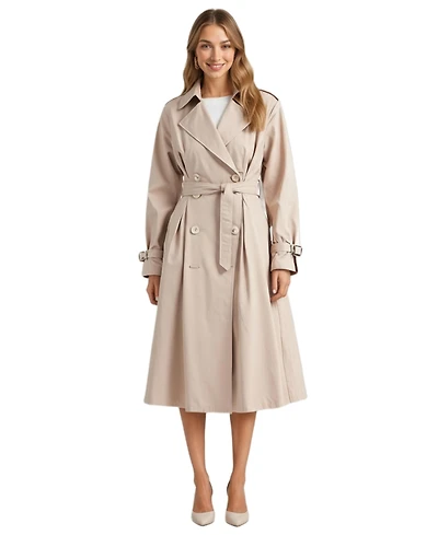 Modenaire Women's Octavia Double-Breasted Belted Trench Coat